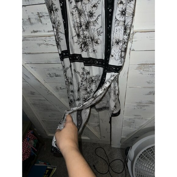 H&M Black Floral Checkered Maxi Strappy Sundress Size L NWT Side Slit - Picture 5 of 8